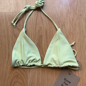 STONE FOX SWIM bikini top butterfly pique texture XS TOP light green